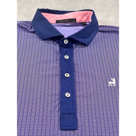 Greyson Polo Shirt Mens Purple Patterned Size L Golf Performance - Picture 5 of 10